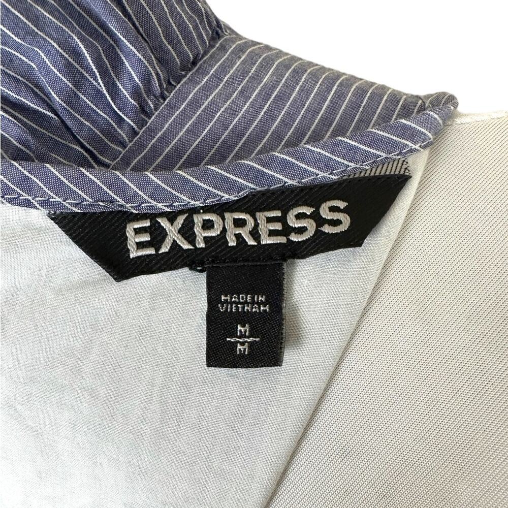 Express Blue white striped ruffle top lined dress size Medium - Picture 6 of 7